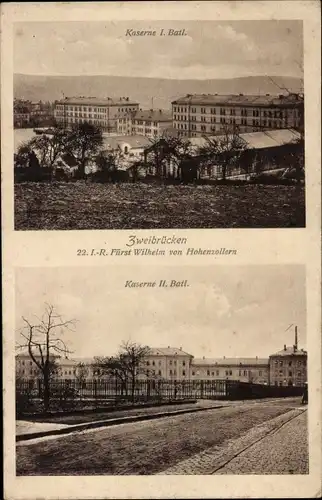 Ak Zweibrücken in der Pfalz, 22. Inf.-Reg. Fürst Wilhelm von Hohenzollern, Kaserne