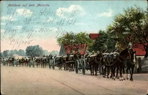 Ak Artillerie auf dem Marsche, Deutsche Soldaten, I. WK