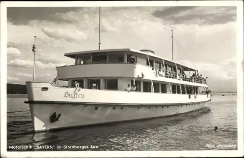 Ak Motorschiff Bayern auf dem Starnberger See