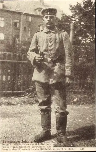 Ak Verwundeter Bayerischer Infanterist, Portrait, I WK