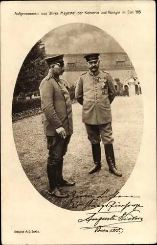 Ak Kaiser Wilhelm II., Generalfeldmarschall Paul von Hindenburg, Posen 1915