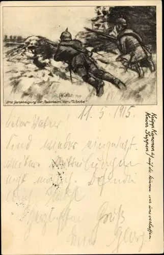 Künstler Ak Knorr Suppen, Soldaten im Gefecht, Woche