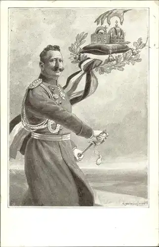 Künstler Ak Benesch, C., Kaiser Wilhelm II. von Preußen, Kralle greift nach Krone