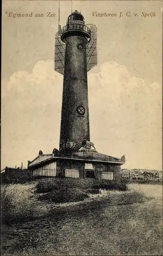 Ak Egmond aan Zee Nordholland Niederlande, Vuurtoren J. C. v. Speijk