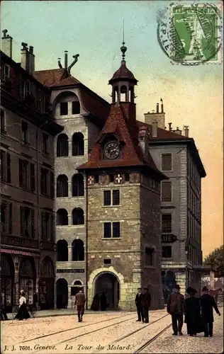 Ak Genf Genf Schweiz, La Tour du Molard, Passanten