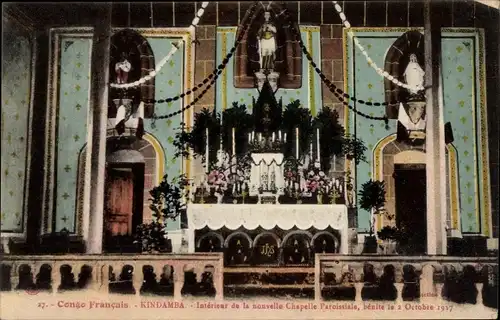 Ak Kindamba Republik Kongo Französisch Kongo, Pfarr-Kapelle, Altar