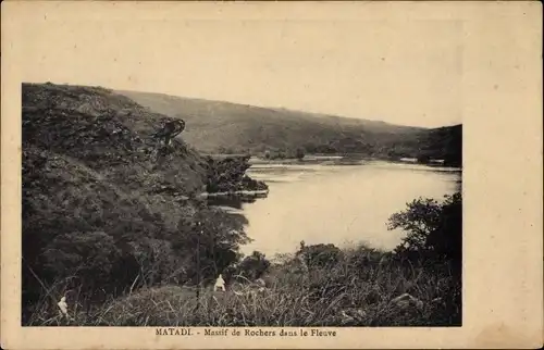 Ak Matadi DR Kongo Zaire, Fluss, Felsmassiv