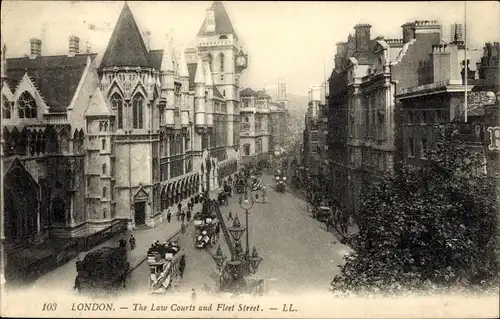 Ak London City England, The Law Courts and Fleet Street