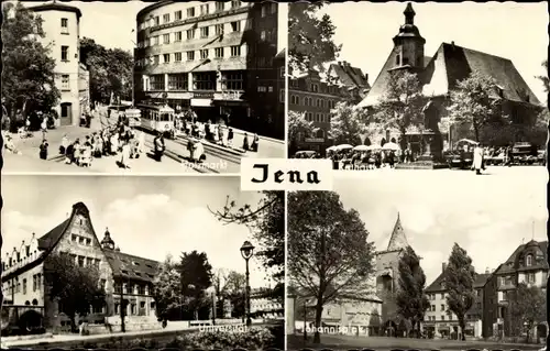 Ak Jena in Thüringen, Holzmarkt, Rathaus, Universität, Johannisplatz
