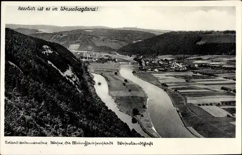 Ak Bodenwerder an der Weser, Landschaftsblick