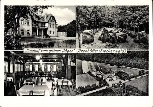 Ak Itzenbüttel Jesteburg in Niedersachsen, Gasthof zum grünen Jäger, Außen- und Innenansicht