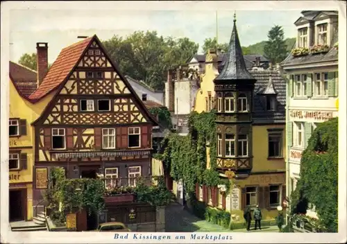 Ak Bad Kissingen Unterfranken Bayern, Marktplatz, Hotel Wittelsbach, Geschäfte