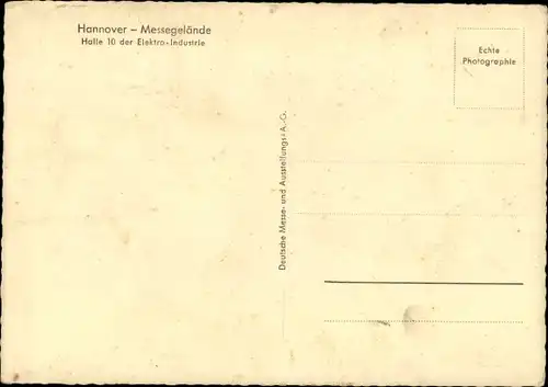 Ak Hannover in Niedersachsen, Messegelände, Halle 10 der Elektro Industrie