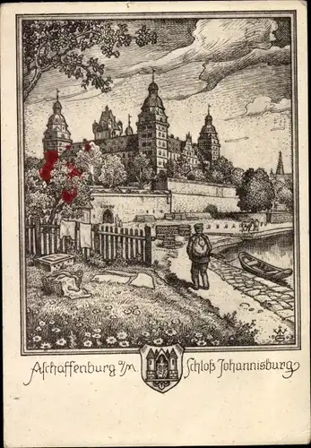 Ak Aschaffenburg in Unterfranken, Schloss Johannisburg, Wappen