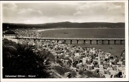 Ak Ostseebad Göhren auf Rügen, Seebrücke, Strand