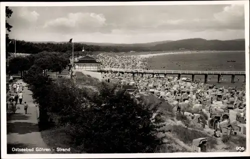 Ak Ostseebad Göhren auf Rügen, Strand, Seebrücke, Promenade, Strandkörbe