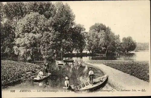 Ak Amiens Somme, The Hortillonnages, Robinson Island