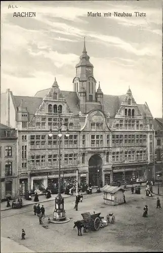 Ak Aachen in Nordrhein Westfalen, Markt, Neubau Tietz