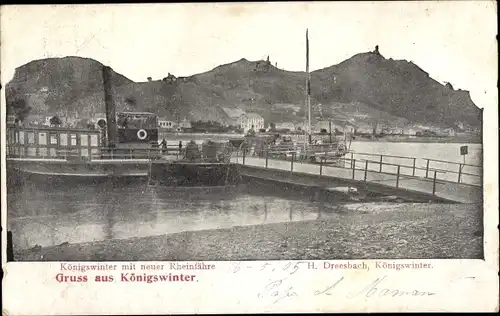 Ak Königswinter am Rhein, Neue Rheinfähre, Drachenfels