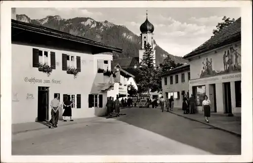 Ak Oberammergau in Oberbayern, Gasthaus zum Stern, Dorfstraße