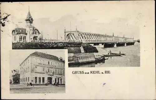 Ak Kehl am Rhein, Zum Augustiner, Brücke