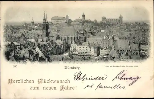 Ak Nürnberg in Mittelfranken, Panorama, Neujahr