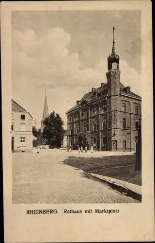 Ak Rheinberg am Niederrhein, Rathaus mit Marktplatz