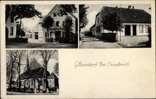 Ak Glandorf in Niedersachsen, Thieplatz, Mädchenschule, Kirche