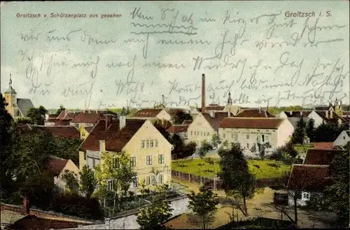 Ak Groitzsch in Sachsen, Teilansicht vom Schützenplatz aus
