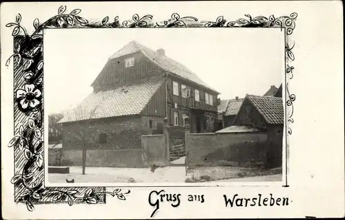 Passepartout Foto Ak Warsleben Ausleben in Sachsen Anhalt, Wohnhaus