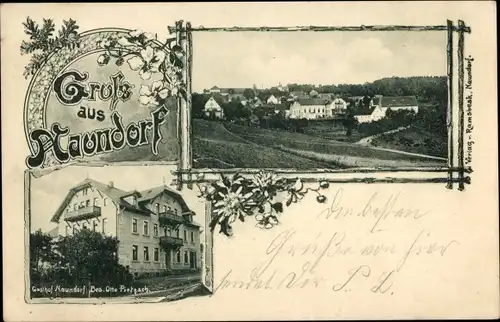 Ak Naundorf Schmiedeberg Dippoldiswalde im Erzgebirge, Gesamtansicht, Gasthof