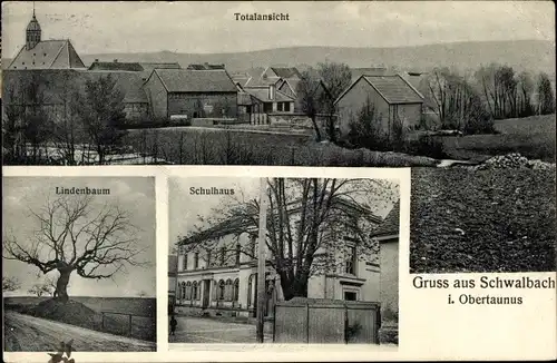 Ak Bad Schwalbach im Taunus, Lindenbaum, Schulhaus, Totalansicht