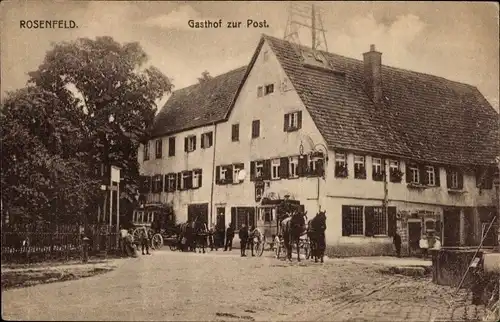 Ak Rosenfeld im Zollernalbkreis Württemberg, Gasthof zur Post, Kutschen