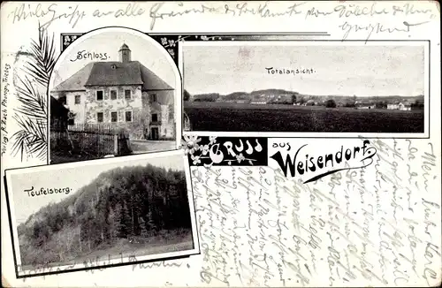 Ak Weisendorf in Mittelfranken, Schloss, Teufelsberg, Totalansicht