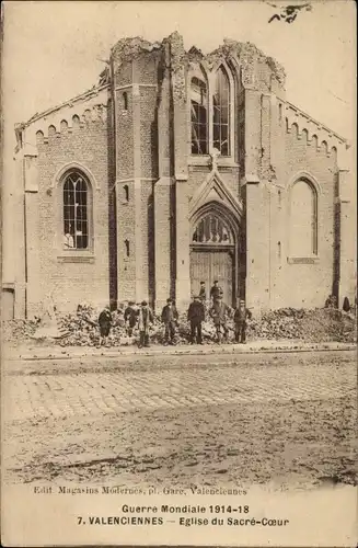 Ak Valenciennes Nord, Herz-Jesu-Kirche, Weltkrieg 1914-18