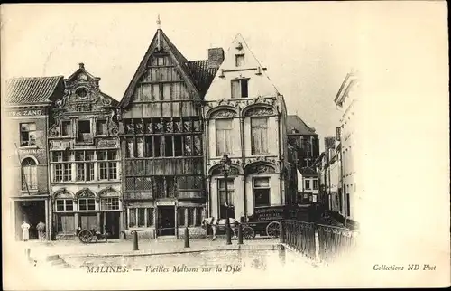 Ak Mechelen Mecheln Malines Flandern Antwerpen, Vieilles Maisons sur la Dyle