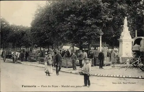 Ak Formerie Oise, Place du Fryer, Schweinemarkt