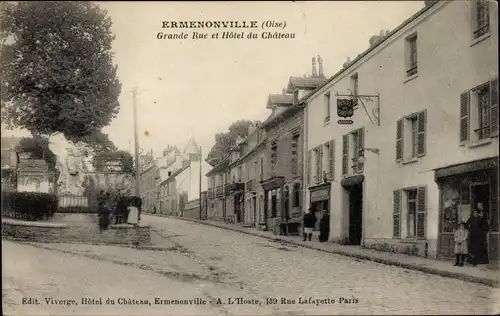 Ak Ermenonville Oise, Grande Rue, Hotel du Chateau