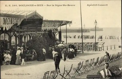 Ak Boulogne sur Mer Pas de Calais, Auf der Ste Beuve Digue, Aperitifkonzert