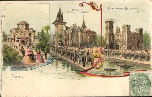 Ak-Weltausstellung von 1900, Palast von Griechenland, Palast von Ungarn, Palast von Spanien
