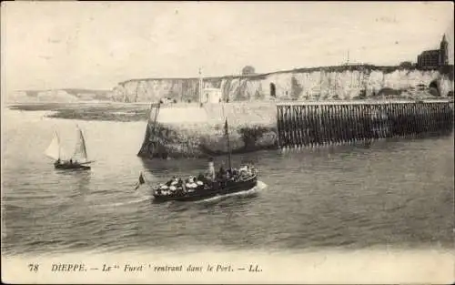 Ak Dieppe Seine Maritime, Le Furet kehrt in den Hafen zurück