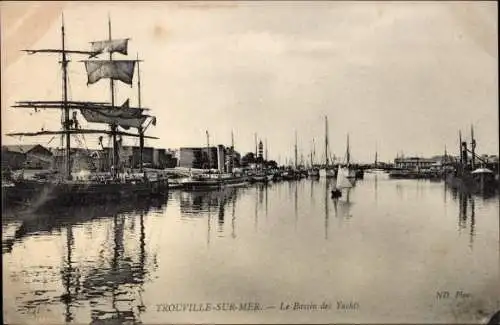 Ak Trouville sur Mer Calvados, Yachthafen