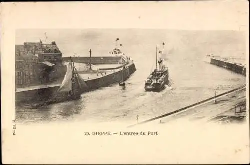 Ak Dieppe Seine Maritime, Hafeneinfahrt