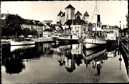 Ak Annecy Haute Savoie, Hafen und Schloss