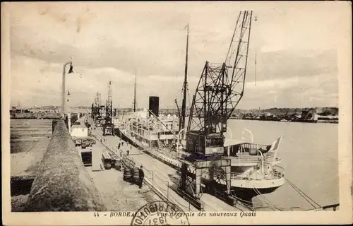 Ak Bordeaux Gironde, Gesamtansicht der neuen Kais