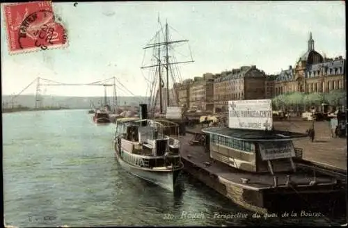 Ak Rouen Seine Maritime, Quai de la Bourse