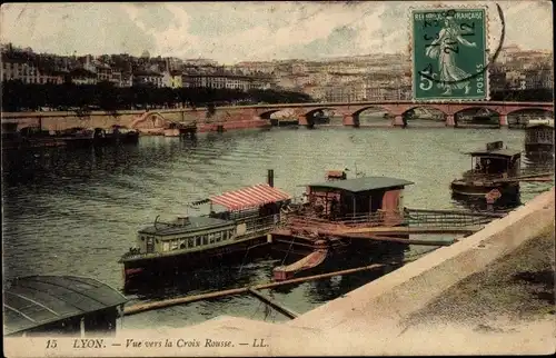 Ak Lyon Rhône, Blick Richtung Croix Rousse