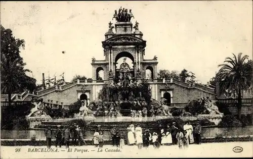 Ak Barcelona Katalonien Spanien, Park, Kaskade