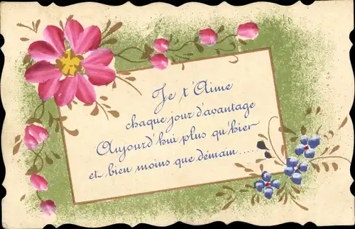 Ak Vergissmeinnicht, Pinke Blumen, Kitsch