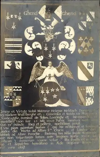 Wappen Ak Ghend Ghend, Engel mit Schutzschild, Sterne